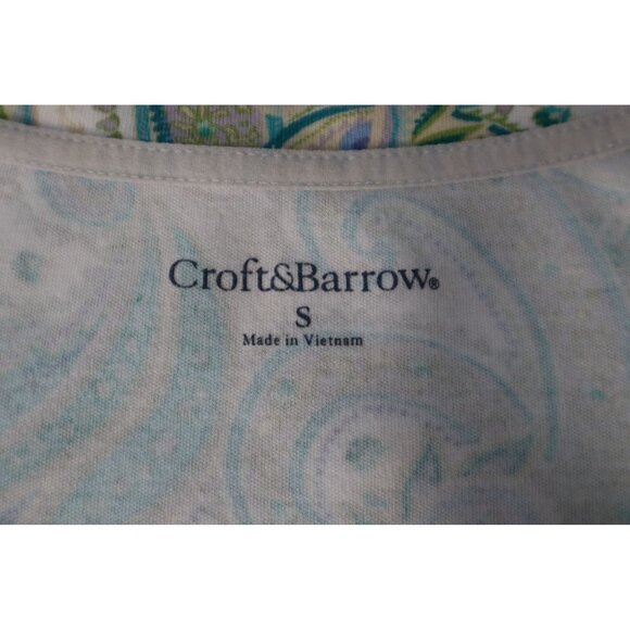 Croft & Barrow S Paisley Short-Sleeve Top In Teal‎ & Lavender - Picture 4 of 10